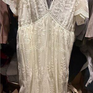 Pinkblush Cream Lace Maxi Dress